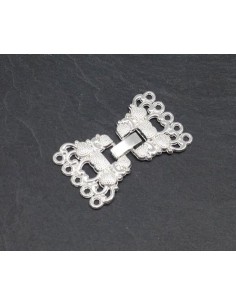 Fermoir à clip argenté brillant pour bracelet manchette à 5 rangs