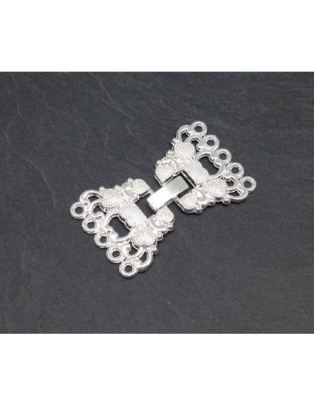 Fermoir à clip argenté brillant pour bracelet manchette à 5 rangs