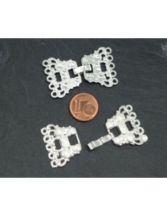 Fermoir à clip argenté brillant pour bracelet manchette à 5 rangs 2