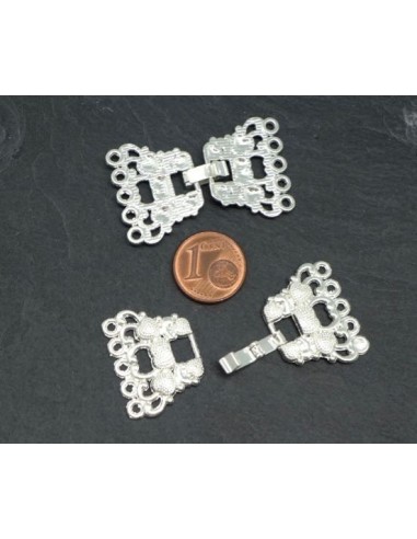 Fermoir à 5 rangs argenté blanc pas cher