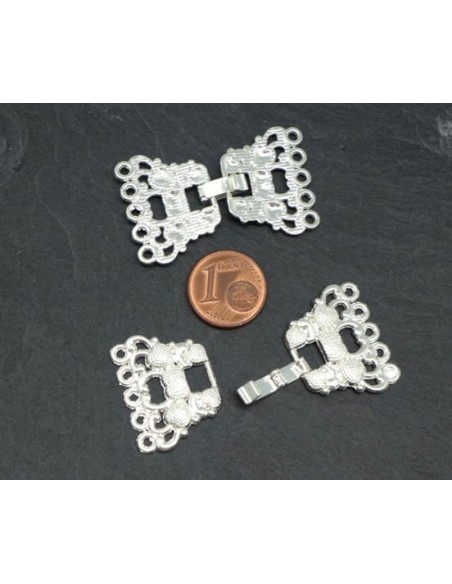 Fermoir à 5 rangs argenté blanc pas cher