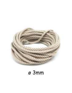 Cordon tressé 3mm en polyester beige et marron clair