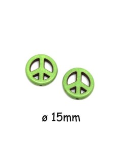 Perle Peace and Love vert amande imitation"Howlite" 15mm