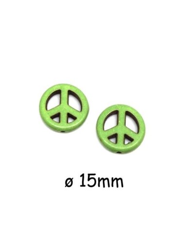 Perle Peace and Love vert amande imitation"Howlite" 15mm