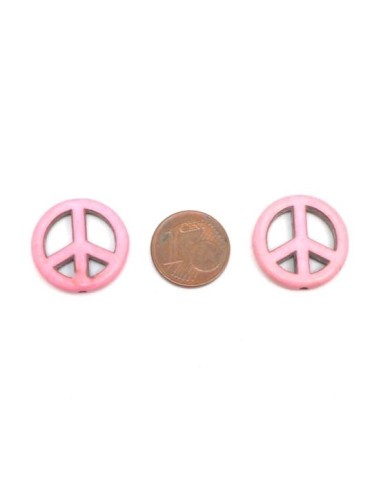 Connecteur Peace and Love 20mm rose pâle pas cher