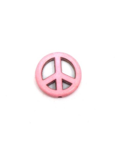 Peace and Love rose pâle style "Howlite" 20mm pas cher