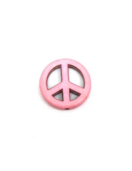 Peace and Love rose pâle style "Howlite" 20mm pas cher