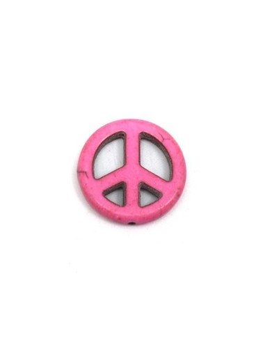Perle Peace and Love rose 20mm imitation"Howlite" 