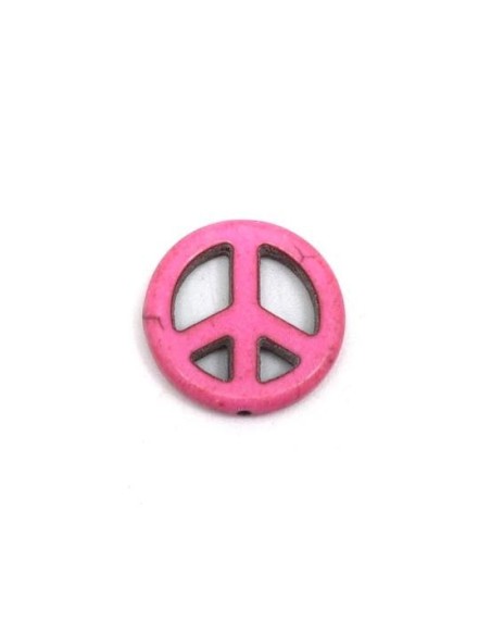 Perle Peace and Love rose 20mm imitation"Howlite" 