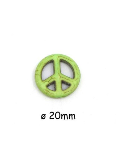 Perle Peace and Love vert amande 20mm style "Howlite"