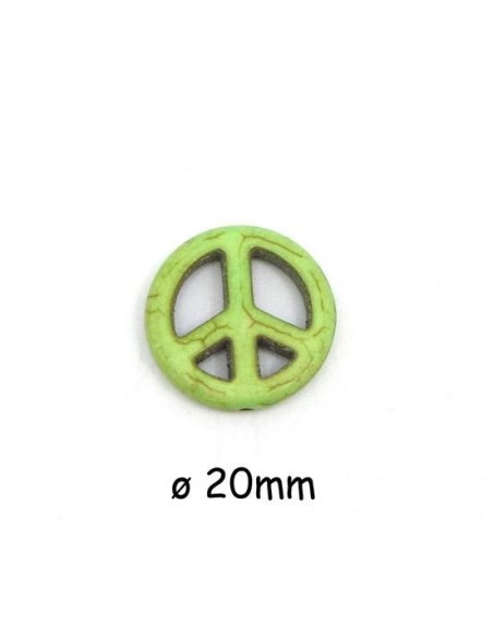 Perle Peace and Love vert amande 20mm style "Howlite" Perle Peace and Love vert amande 20mm style "Howlite"