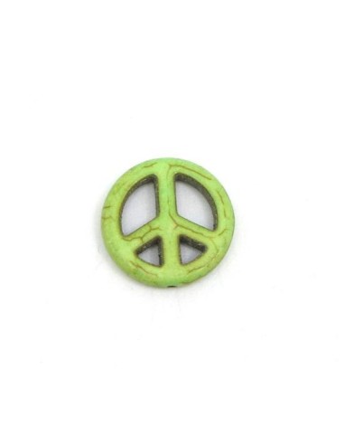 Perle connecteur Peace and Love vert amande 20mm pas chère