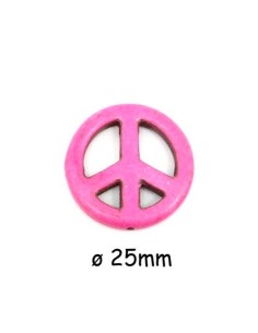 Perle Peace and Love rose 25mm imitation turquoise "Howlite"