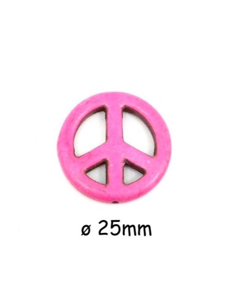 Perle Peace and Love rose 25mm imitation turquoise "Howlite" Perle Peace and Love rose 25mm imitation turquoise "Howlite"