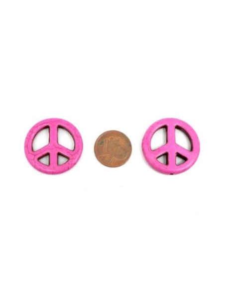 Peace and Love rose style pierre "Howlite" pas cher Peace and Love rose style pierre "Howlite" pas cher