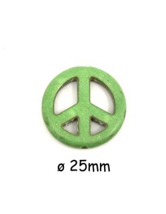 Perle Peace and Love 25mm vert amande style pierre "Howlite"