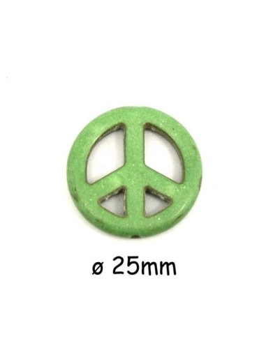Perle Peace and Love 25mm vert amande style pierre "Howlite"