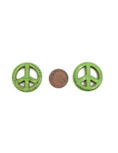 Perle Peace and Love 25mm vert amande style pierre "Howlite" 2