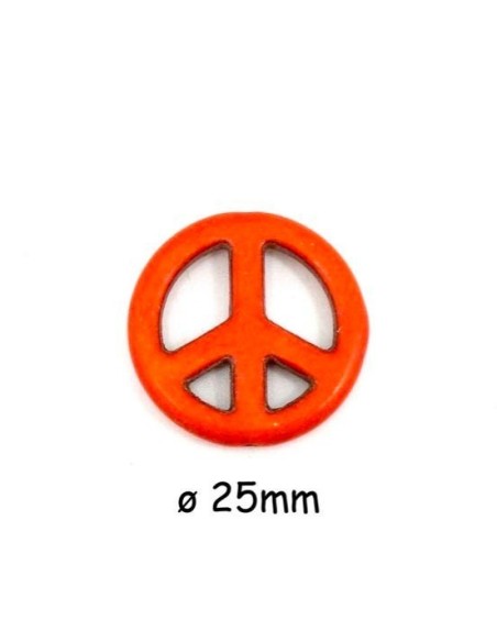 Perle Peace and Love 25mm orange imitation turquoise "Howlite" Perle Peace and Love 25mm orange imitation turquoise "Howlite"