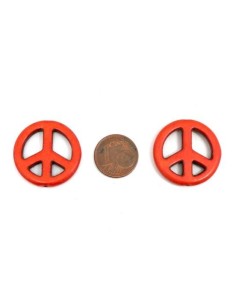 Perle Peace and Love 25mm orange imitation turquoise "Howlite" 2
