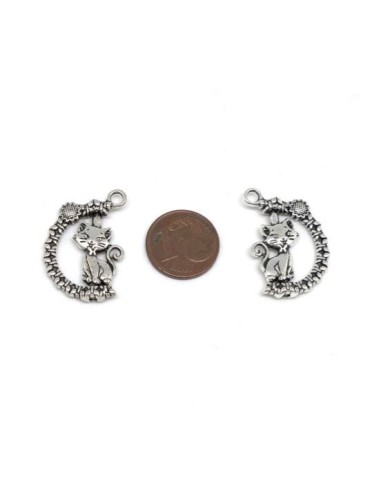 Pendentif chat mobile argenté pas cher