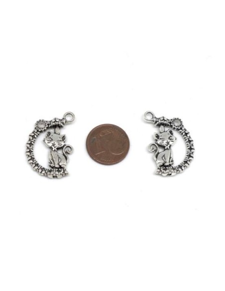 Pendentif chat mobile argenté pas cher
