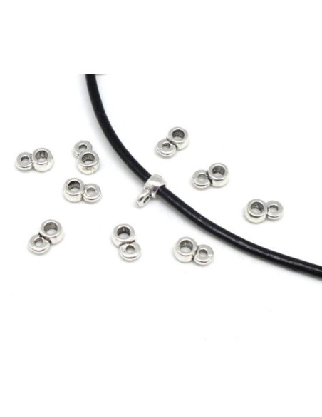 Mini bélière argenté en métal pour cordon de 2mm