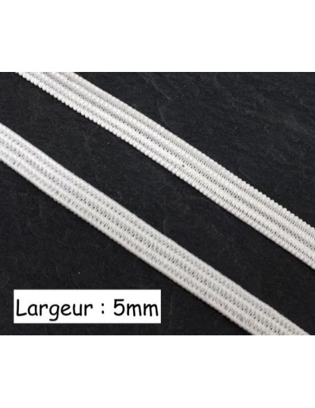 Elastique souple plat 5mm blanc pas cher