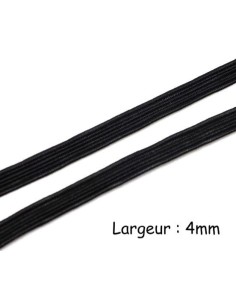 Elastique plat 4mm noir pas cher