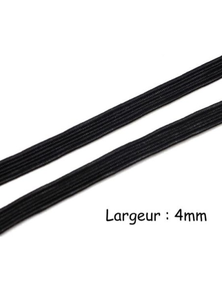 Elastique plat 4mm noir pas cher