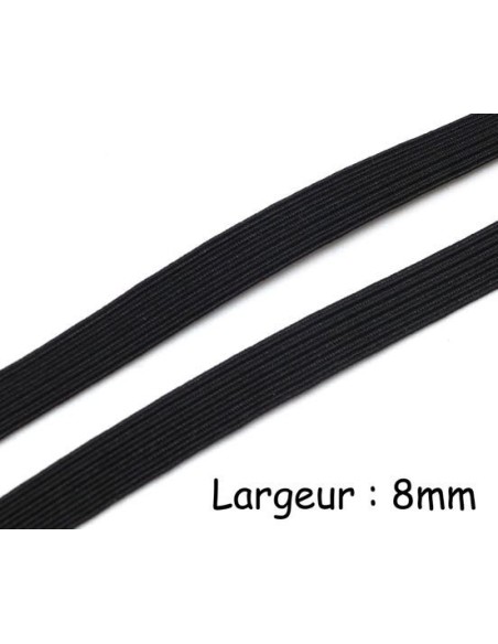 Elastique plat 8mm noir
