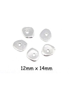 Perle rondelle plate irrégulière en métal argenté
