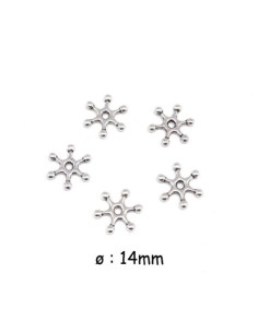Perle rondelle intercalaire étoile argenté en métal 14mm