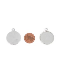 Pendentif argenté pour cabochon rond de 20mm en acier inoxydable 2