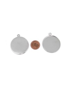Pendentif argenté pour cabochon de 30mm en acier inoxydable 2
