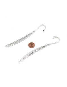 Grand marque page arabesque à personaliser en métal argenté 12cm 2
