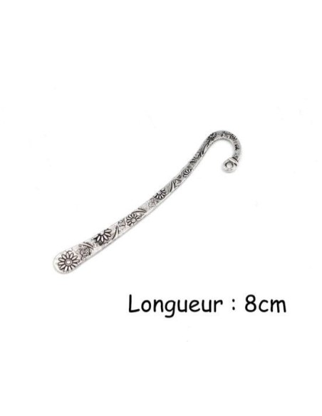 Marque page fleur à customiser en métal argenté 8cm