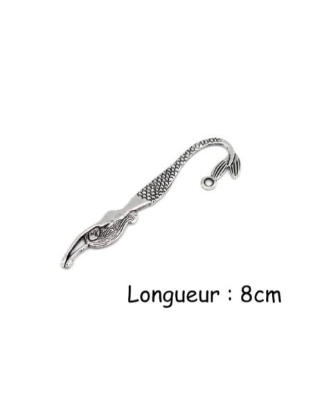 Marque page sirène à personaliser argenté en métal 8cm