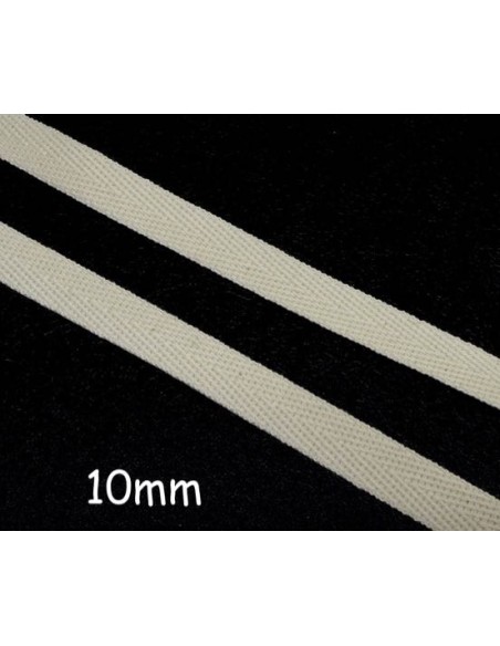 Ruban Sergé Coton Ecru avec tissage en chevrons 10mm