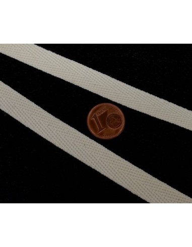 Ruban Coton Ecru 10mm avec tissage en chevrons