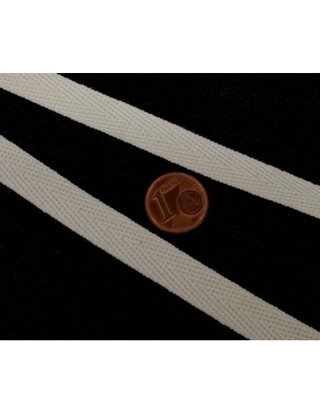 Ruban Coton Ecru 10mm avec tissage en chevrons