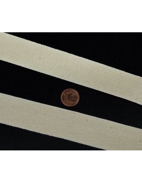 Ruban Coton Ecru 25mm avec tissage en chevrons