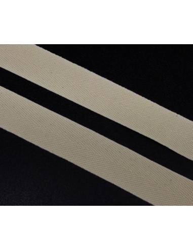 Ruban 100% Coton Ecru avec tissage en chevrons 25mm - Sergé de coton
