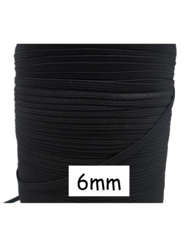Elastique plat noir 6mm souple - tresse élastique 6mm - ruban élastique noir