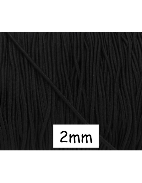 Cordon Elastique rond noir 2mm souple