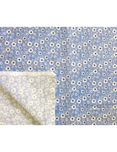 Tissu 100% coton oekotex motif fleur bleu pour patch, masque