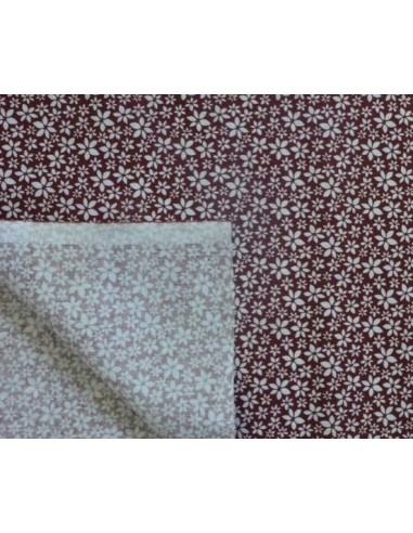 Tissus à fleur blanche sur fond rouge coton OEKO TEX