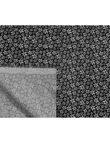 Tissu à fleur en coton OEKOTEX sur fond noir pas cher