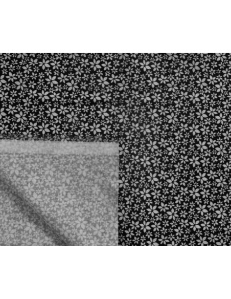 Tissu à fleur en coton OEKOTEX sur fond noir pas cher