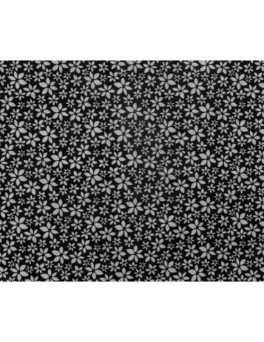 Tissu coton à petite fleur blanche sur fond noir - vendu au mètre